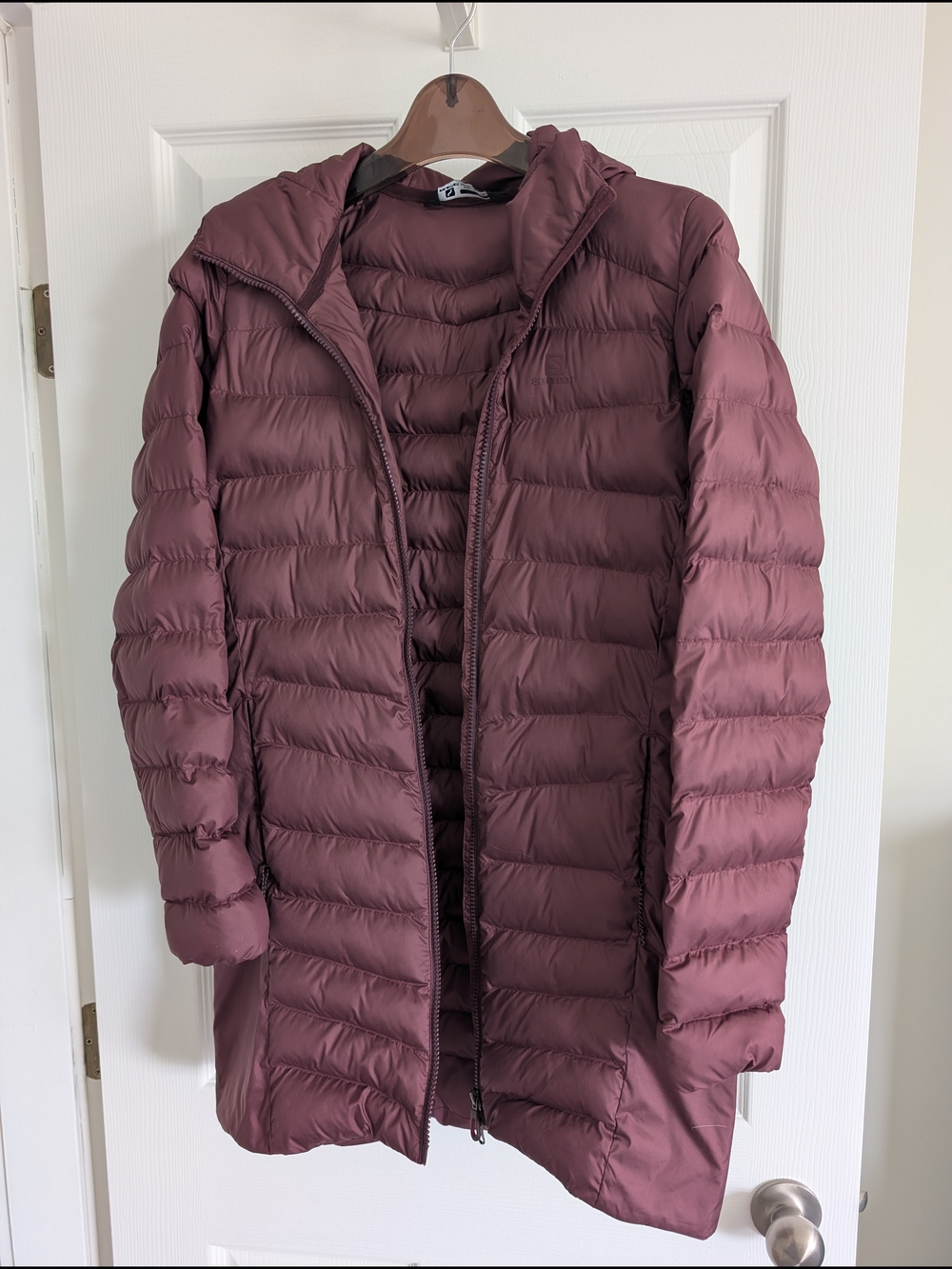 Salomon Long Quilted Puffer Coat - Mauve